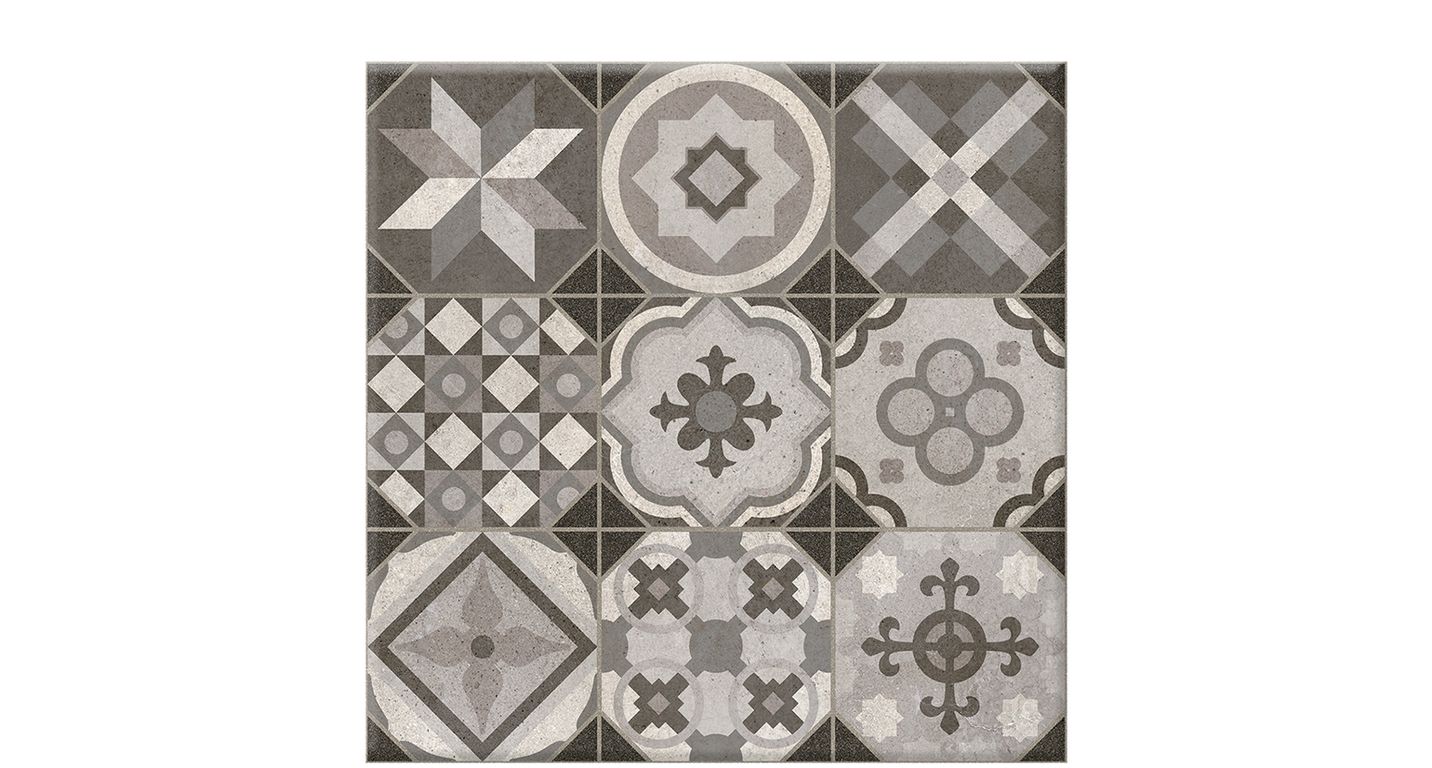 Carrelage 9DECORS GRIS, aspect carreau ciment multicolore, dim 31.60 x 31.60 cm