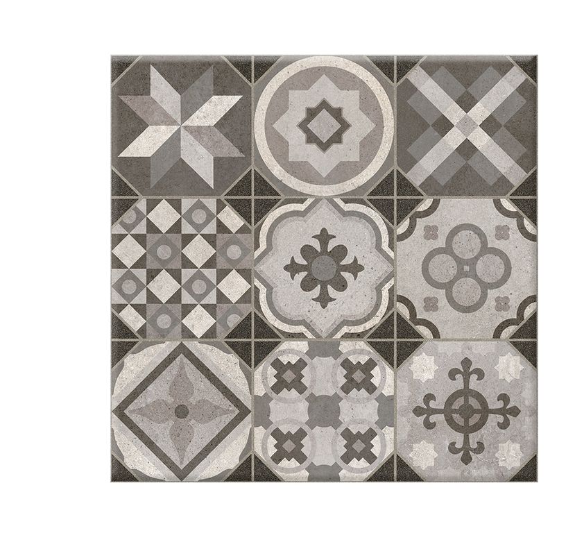 Carrelage 9DECORS GRIS, aspect carreau ciment multicolore, dim 31.60 x 31.60 cm