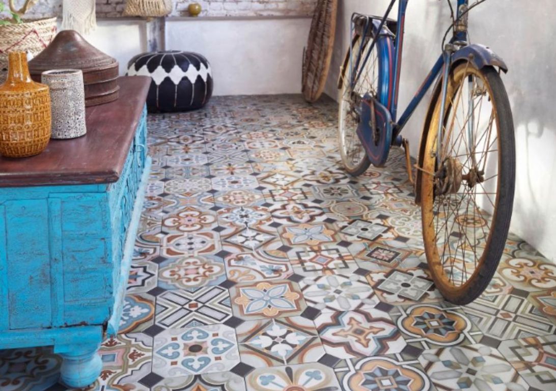 Carrelage ALL OVER, aspect carreau ciment multicolore, dim 20.00 x 20.00 cm