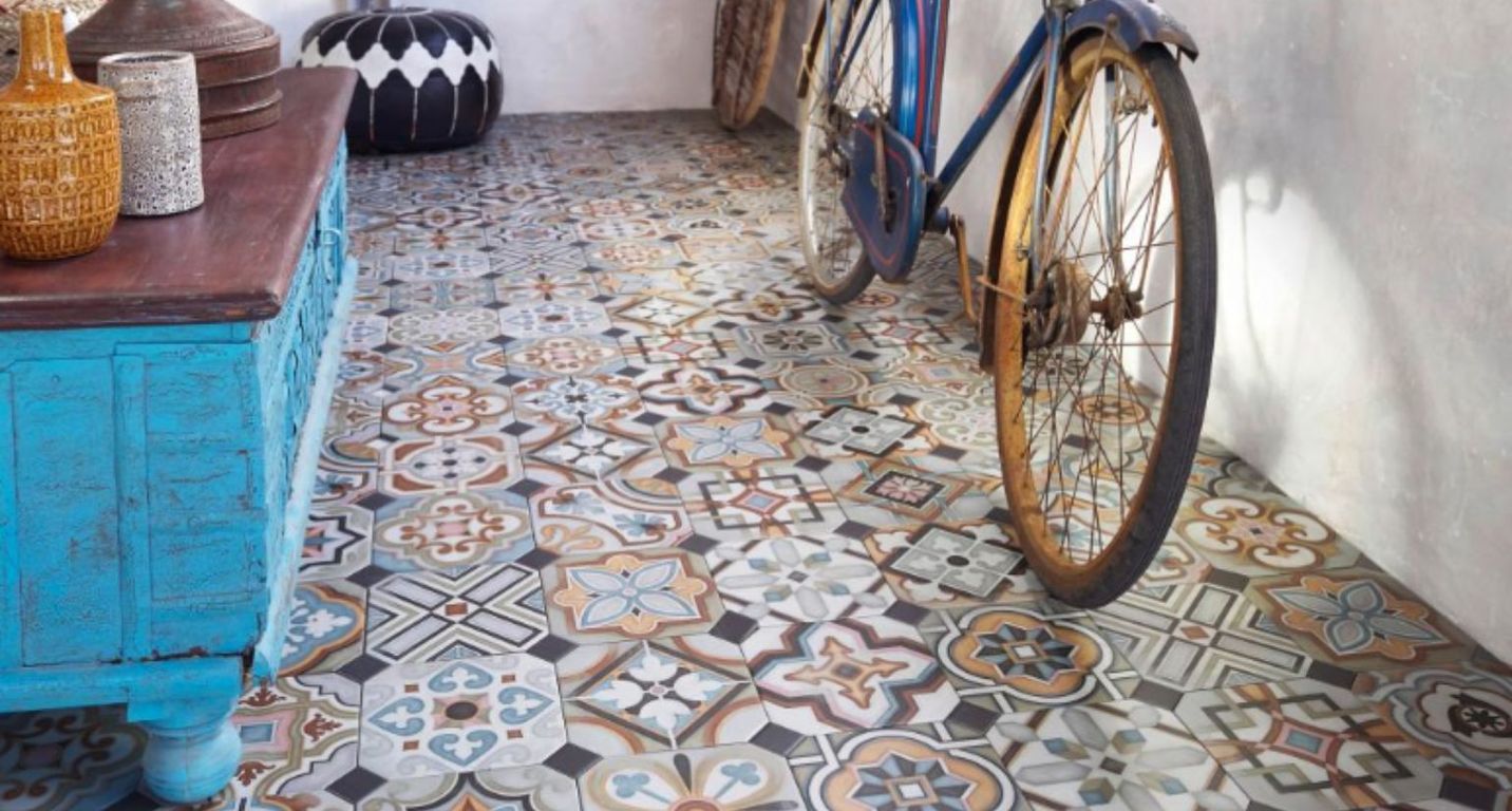 Carrelage ALL OVER, aspect carreau ciment multicolore, dim 20.00 x 20.00 cm