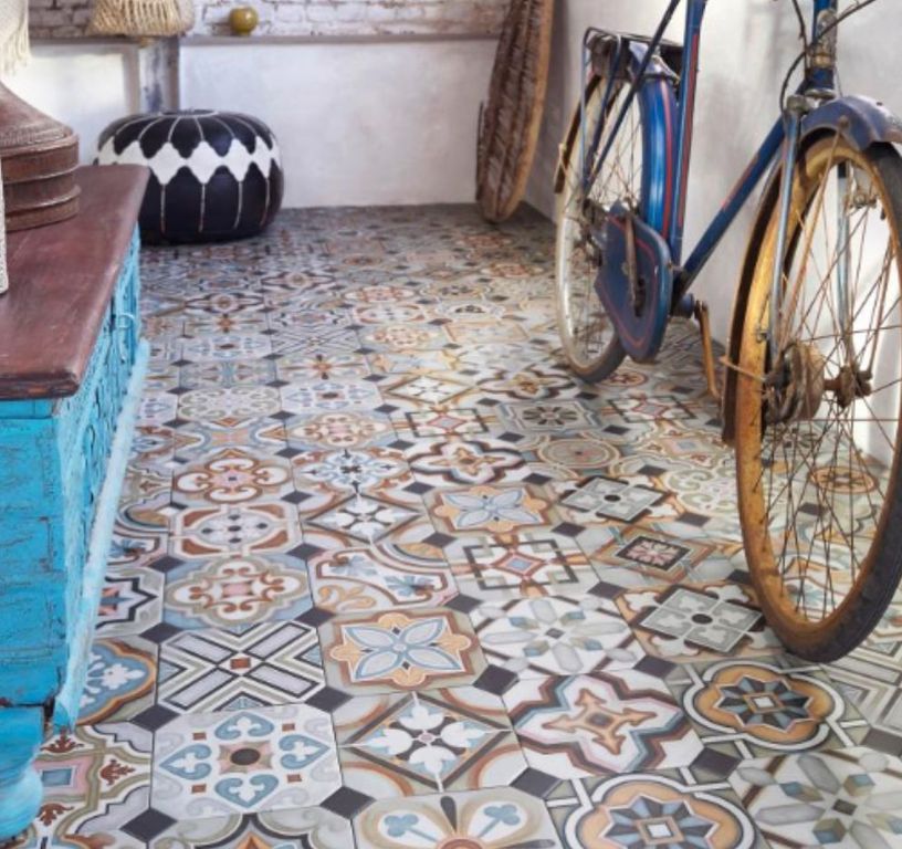 Carrelage ALL OVER, aspect carreau ciment multicolore, dim 20.00 x 20.00 cm