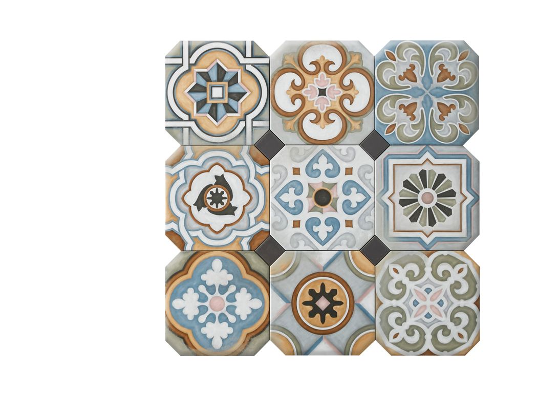 Carrelage ALL OVER, aspect carreau ciment multicolore, dim 20.00 x 20.00 cm