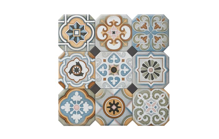 Carrelage ALL OVER multicolore, aspect carreau ciment, dim 20 x 20 cm