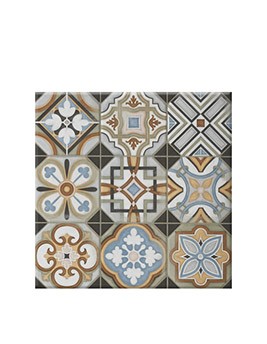 Carrelage 9DECORS MULTICO JAUNE, aspect carreau ciment multicolore, dim 31.60 x 31.60 cm