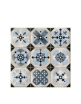 Carrelage 9DECORS BLEU, aspect carreau ciment multicolore, dim 31.60 x 31.60 cm