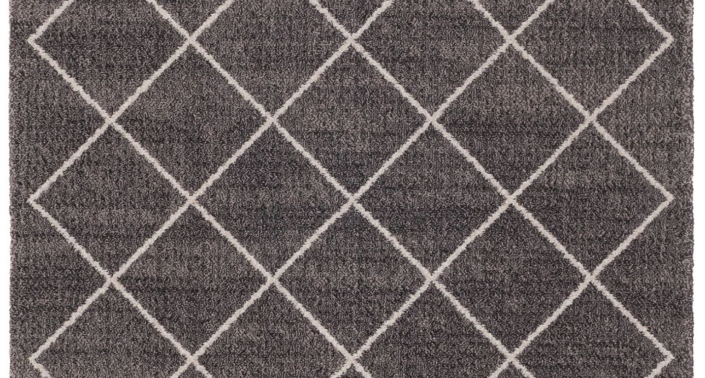 Passage d'escalier PATINA CROIX, moquette velours coupé, motif Géométrique, col taupe