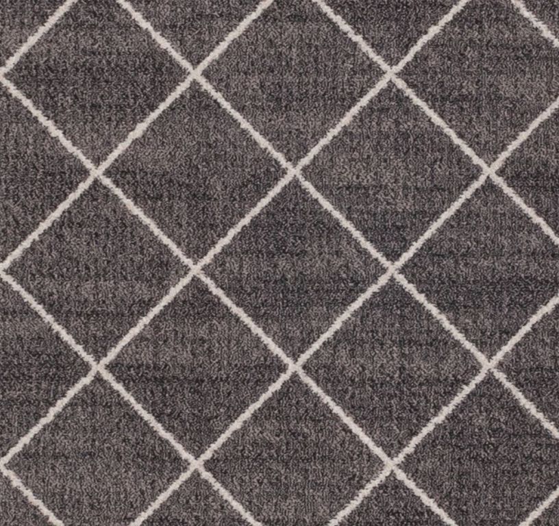 Passage d'escalier PATINA CROIX, moquette velours coupé, motif Géométrique, col taupe