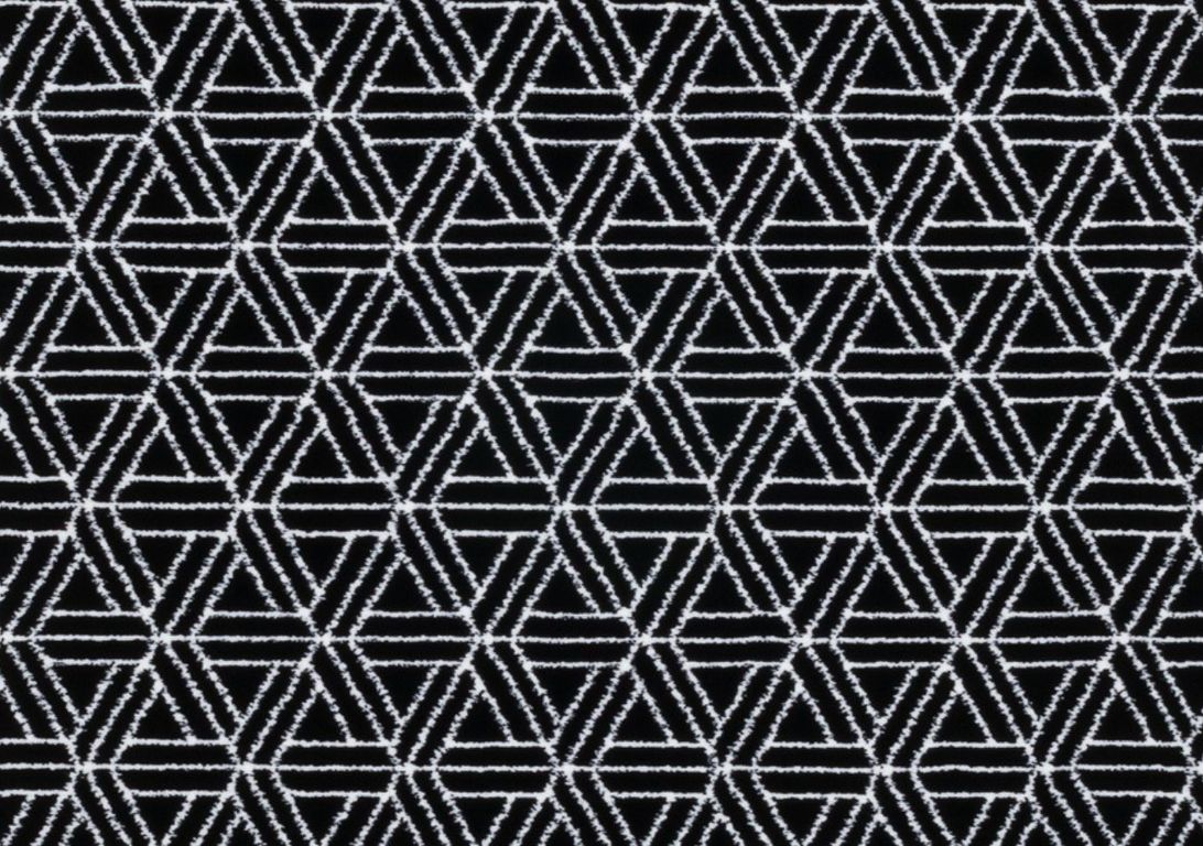 Passage d'escalier INK MAILLAGE, moquette velours coupé, motif , col noir et blanc