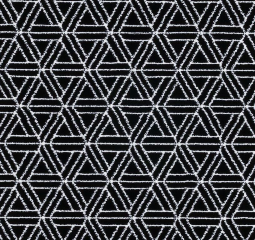 Passage d'escalier INK MAILLAGE, moquette velours coupé, motif , col noir et blanc