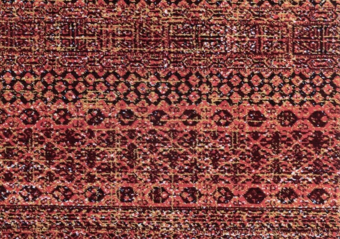 Passage d'escalier ZHEVA, moquette velours coupé, motif , col rouge