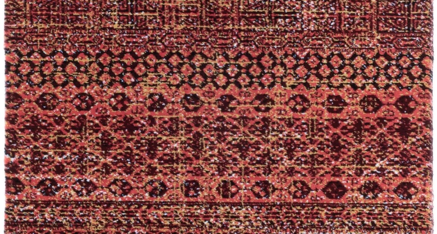 Passage d'escalier ZHEVA, moquette velours coupé, motif , col rouge