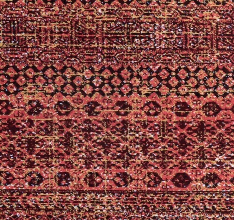 Passage d'escalier ZHEVA, moquette velours coupé, motif , col rouge