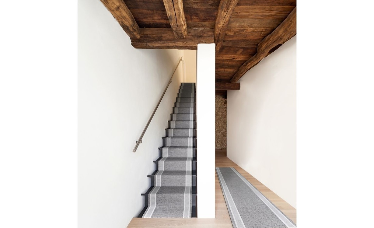 Passage d'escalier PIAZZO UNI, moquette velours coupé, motif , col gris foncé