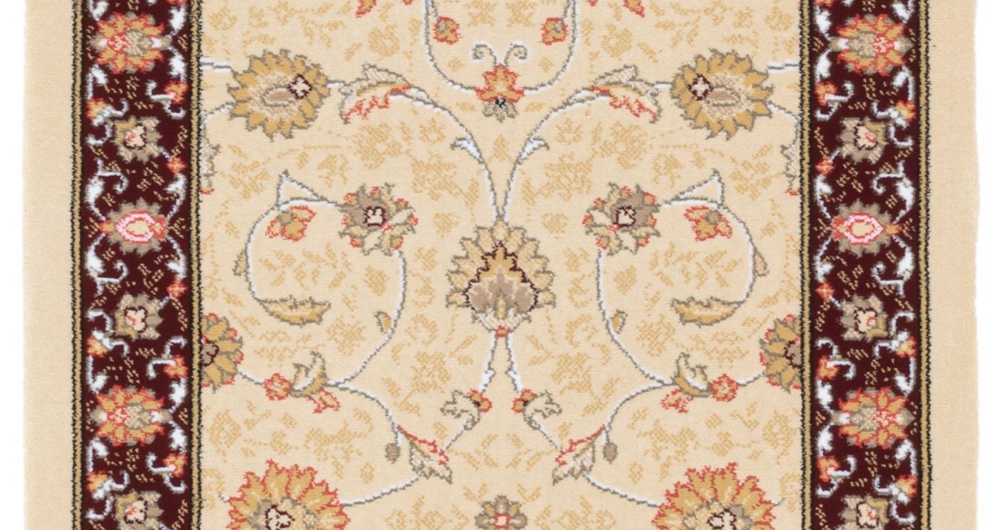 Passage d'escalier NOBILITY CHOBY, moquette velours coupé, motif Classique, col choby beige brod rouge