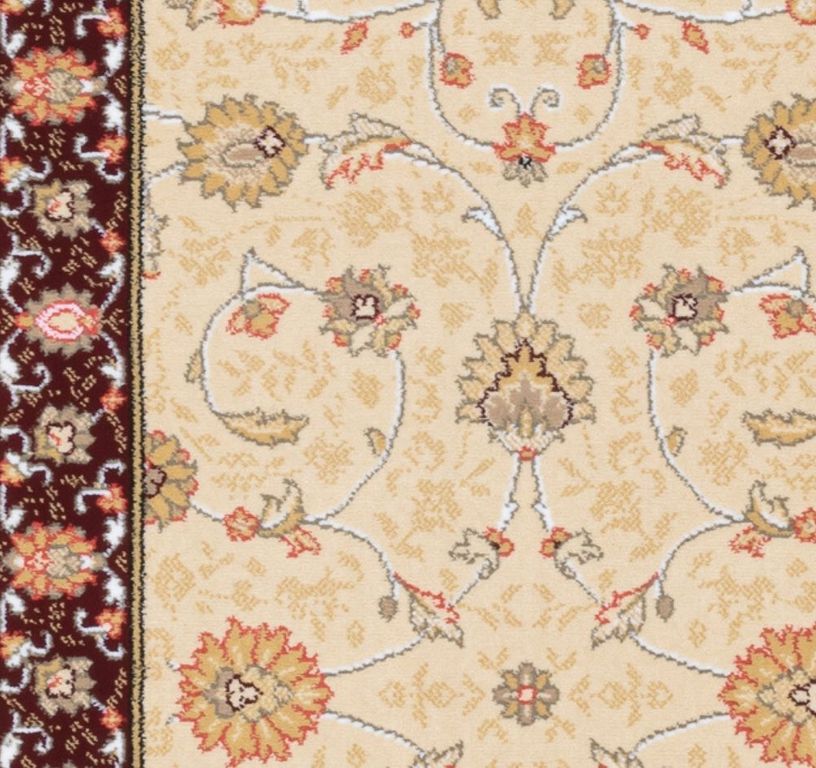 Passage d'escalier NOBILITY CHOBY, moquette velours coupé, motif Classique, col choby beige brod rouge