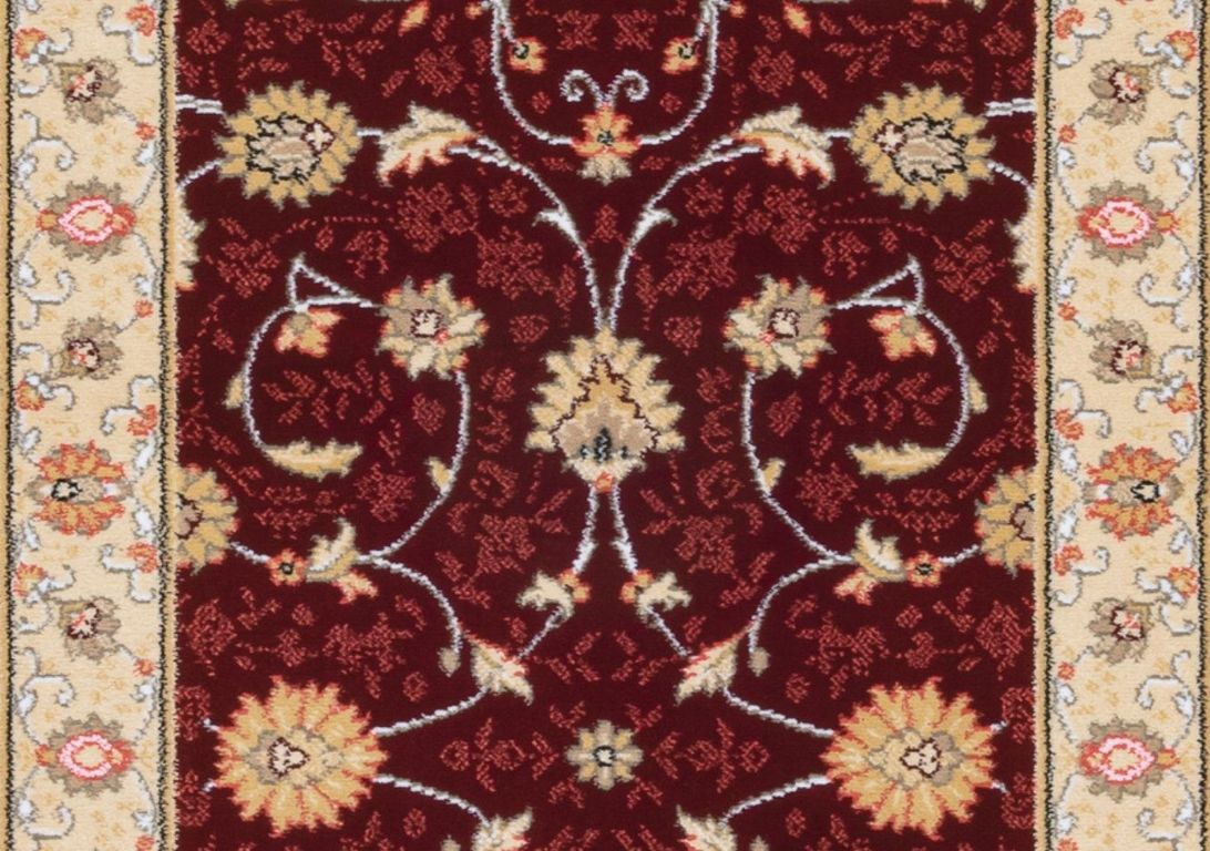 Passage d'escalier NOBILITY CHOBY, moquette velours coupé, motif Classique, col choby rouge bord beige