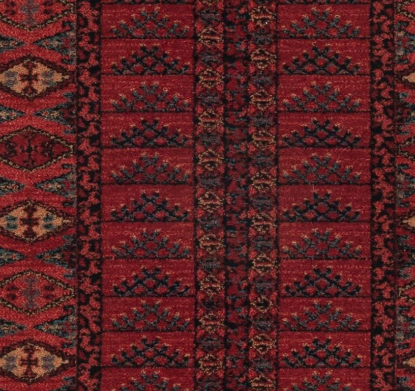 Passage d'escalier KASHQAI KILIM, moquette velours coupé, motif Orient, col rouge