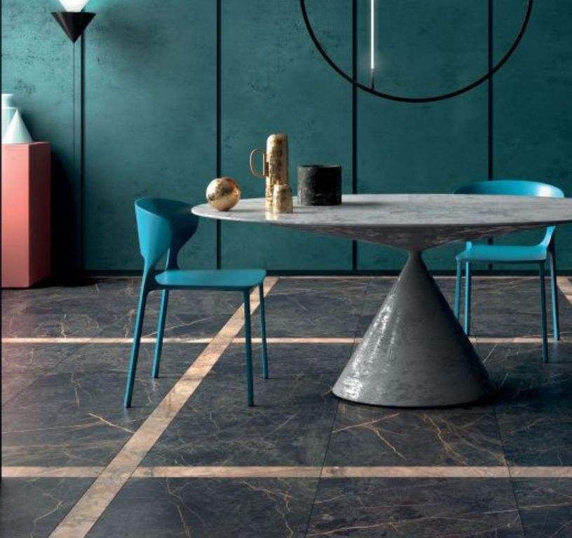 Carrelage SIECLE, aspect marbre noir, dim 60.00 x 60.00 cm