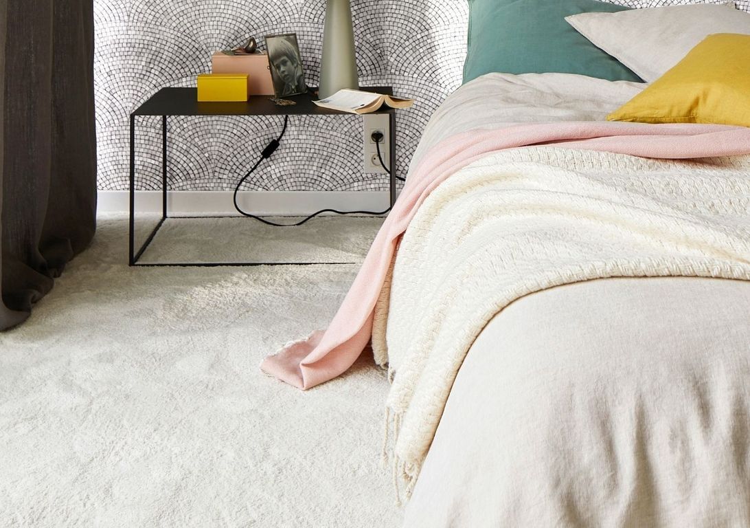 Moquette velours SOFTNESS 4M, col blanc 4m, rouleau 4.00 m