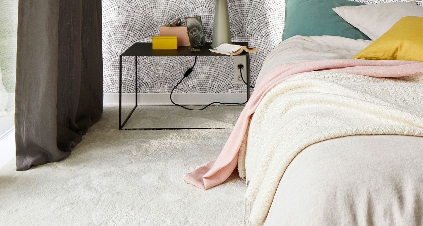 Moquette velours SOFTNESS 4M, col blanc 4m, rouleau 4.00 m