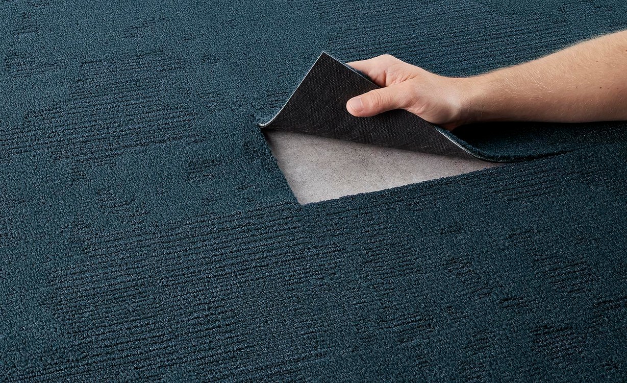 Dalle moquette VELVET, col bleu marine, dim 50.00 x 50.00 cm