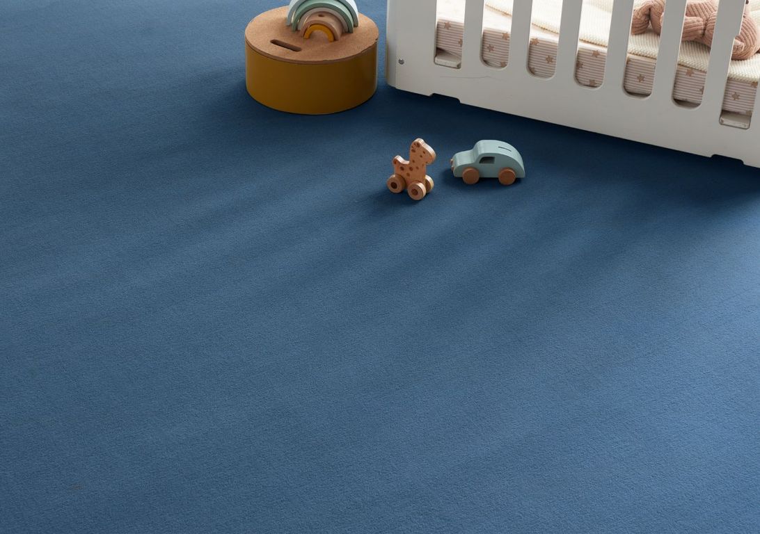 Moquette velours ROMA , col bleu, rouleau 4.00 m