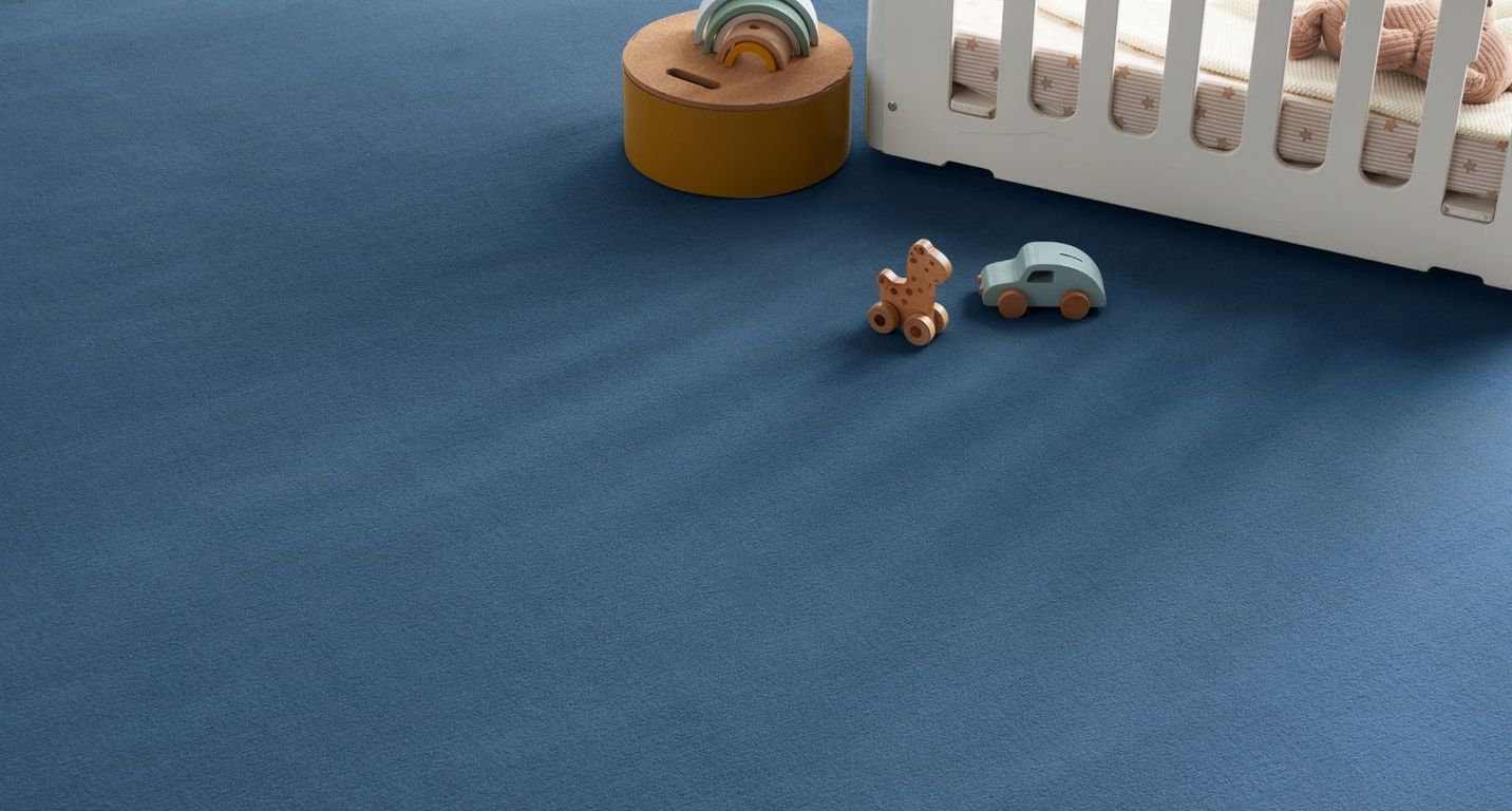 Moquette velours ROMA , col bleu, rouleau 4.00 m