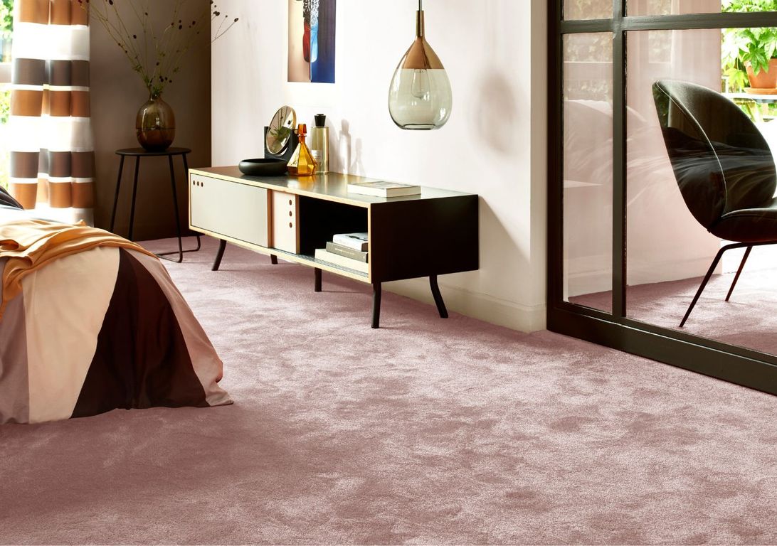 Moquette velours YARA 4M, col rose, rouleau 4.00 m