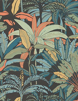 Papier peint TANAIS Caselio, Vinyle sur intissé décor Floral / Végétal,  noir
