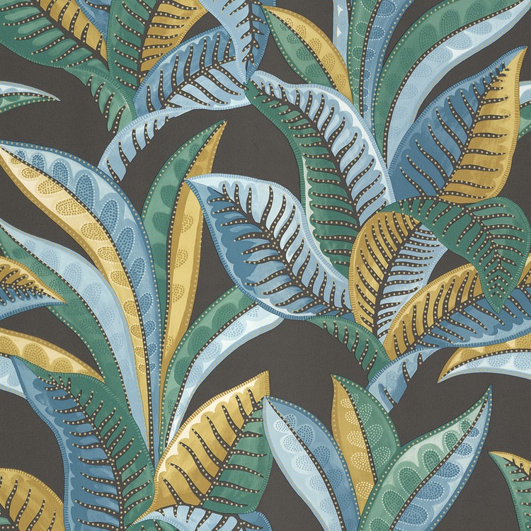Papier peint TITIA Caselio, Vinyle sur intissé décor Floral / Végétal,  bleu