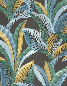 Papier peint TITIA Caselio, Vinyle sur intissé décor Floral / Végétal,  bleu