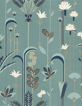 Papier peint TAELLE Caselio, Vinyle sur intissé décor Floral / Végétal,  bleu
