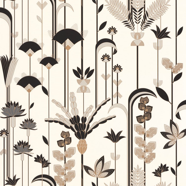 Papier peint TAELLE Caselio, Vinyle sur intissé décor Floral / Végétal, noir