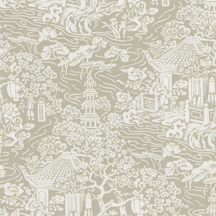 Papier peint CHIRASHI Coordonné, Intissé décor Floral / Végétal, beige