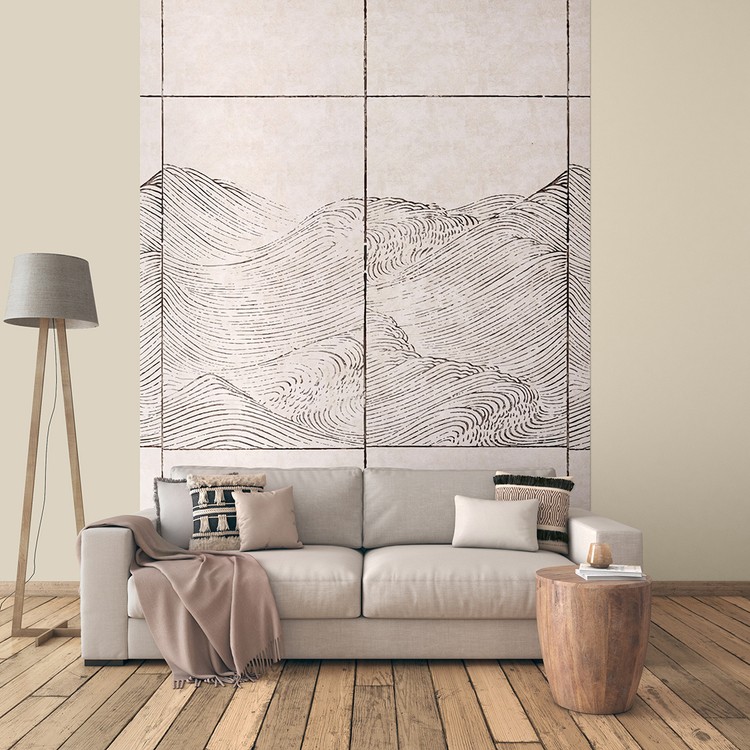 Papier peint Panoramique CELIA PANO Coordonné, 100% Intissé décor Graphique,  beige