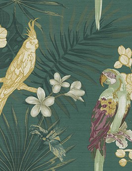 Papier peint MISA Montecolino, Vinyle sur intissé décor Floral / Végétal, vert