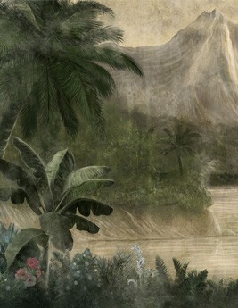 Papier peint NATHAN (panoramique) Coordonné, 100% Intissé décor Floral / Végétal, vert