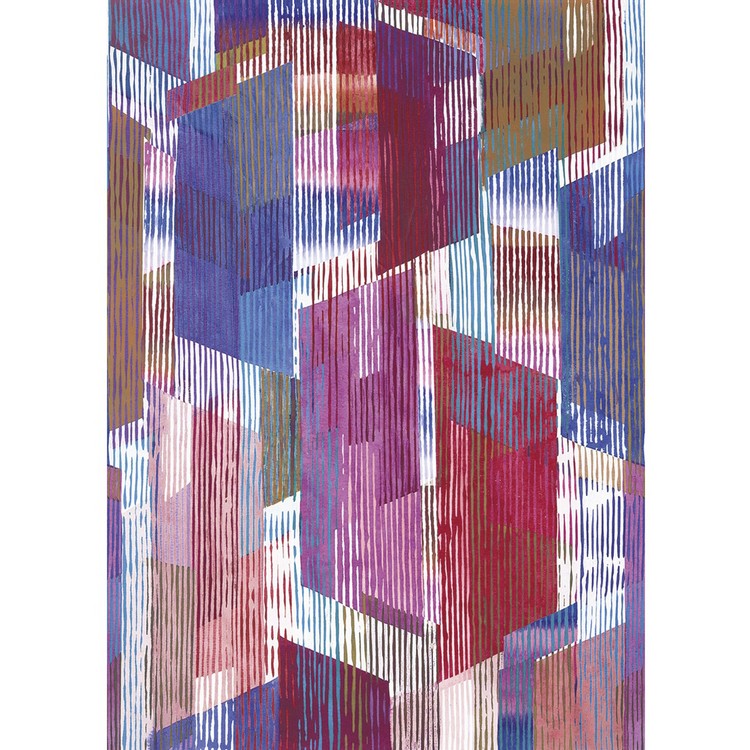 Papier peint VILMA (panoramique) Casadeco, 100% Intissé décor Graphique, violet