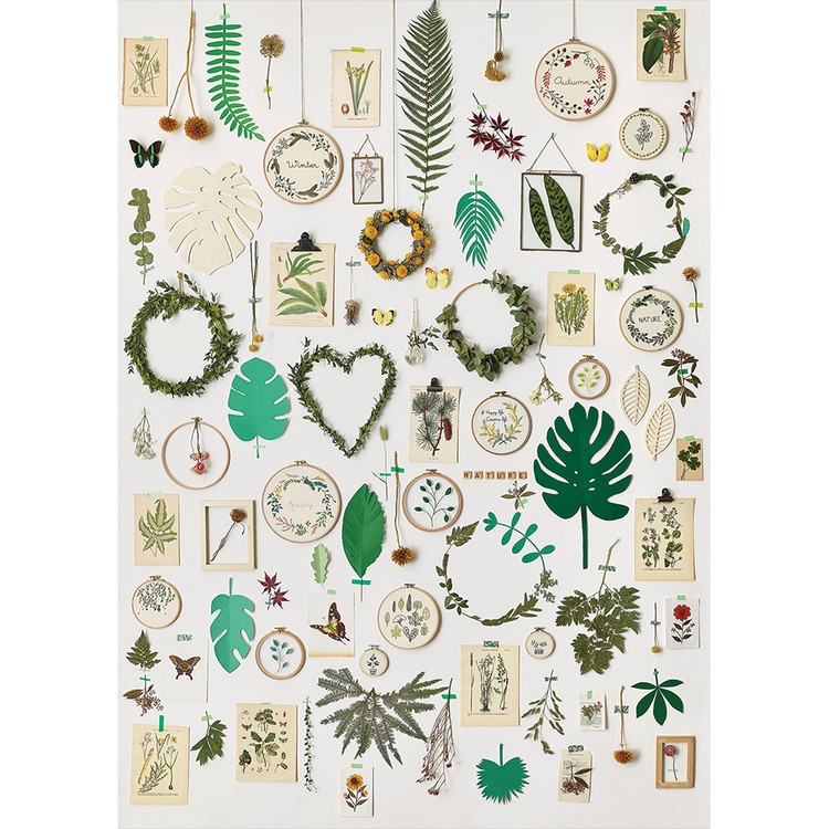 Papier peint MELANIE (panoramique) Caselio, 100% Intissé décor Floral / Végétal, blanc et vert