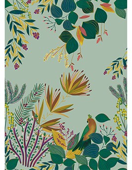 Papier peint OWEN (panoramique) Caselio, 100% Intissé décor Floral / Végétal, vert