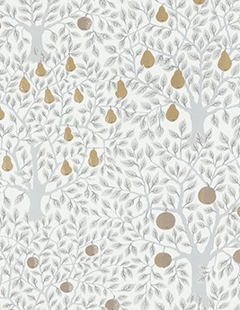 Papier peint EMMA Tres Tintas, 100% Intissé décor Floral / Végétal,  gris