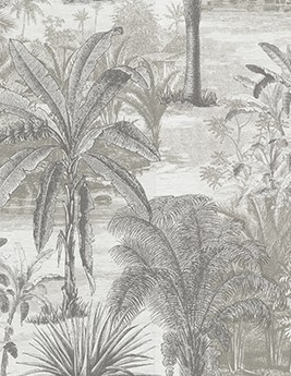 Papier peint LIANE Lutece, Vinyle sur intissé décor Floral / Végétal, gris