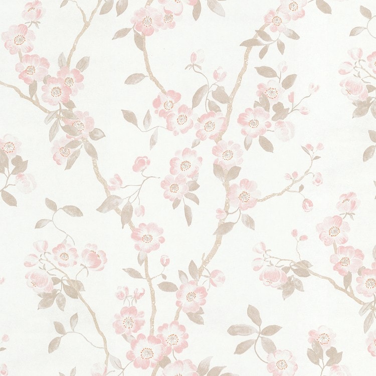 Papier peint TAHANAI Casadeco, 100% Intissé décor Floral / Végétal,  rose
