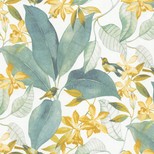 Papier peint TATIA Casadeco, Intissé décor Floral / Végétal,  vert