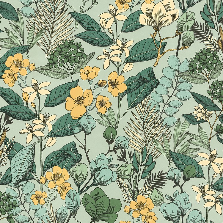 Papier peint TIMI Caselio, Vinyle sur intissé décor Floral / Végétal, vert