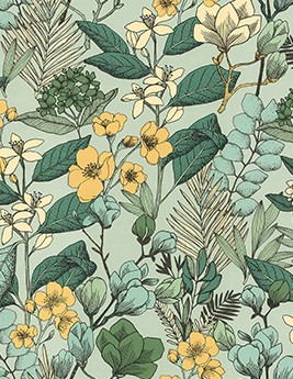 Papier peint TIMI Caselio, Vinyle sur intissé décor Floral / Végétal, vert