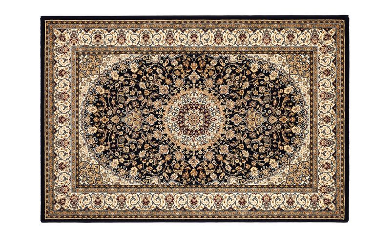 Tapis Moderne Traum - Motif Floral Beige Sur Fond Noir, Pour Salon