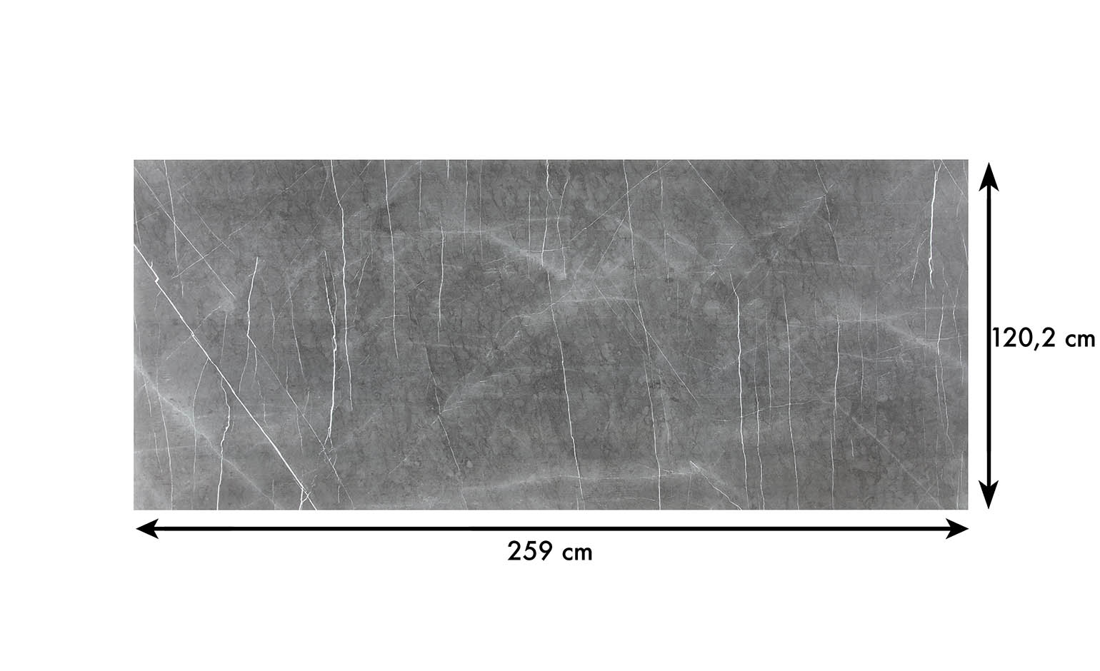 Revêtement minéral composite CERAMIN TILES SE, gris foncé, dalle 120.20 x 255.00 cm