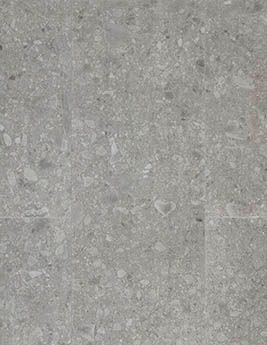 Revêtement minéral composite CERAMIN TILES SJ, terrazzo minéral gris clair, dalle 39.20 x 118.00 cm