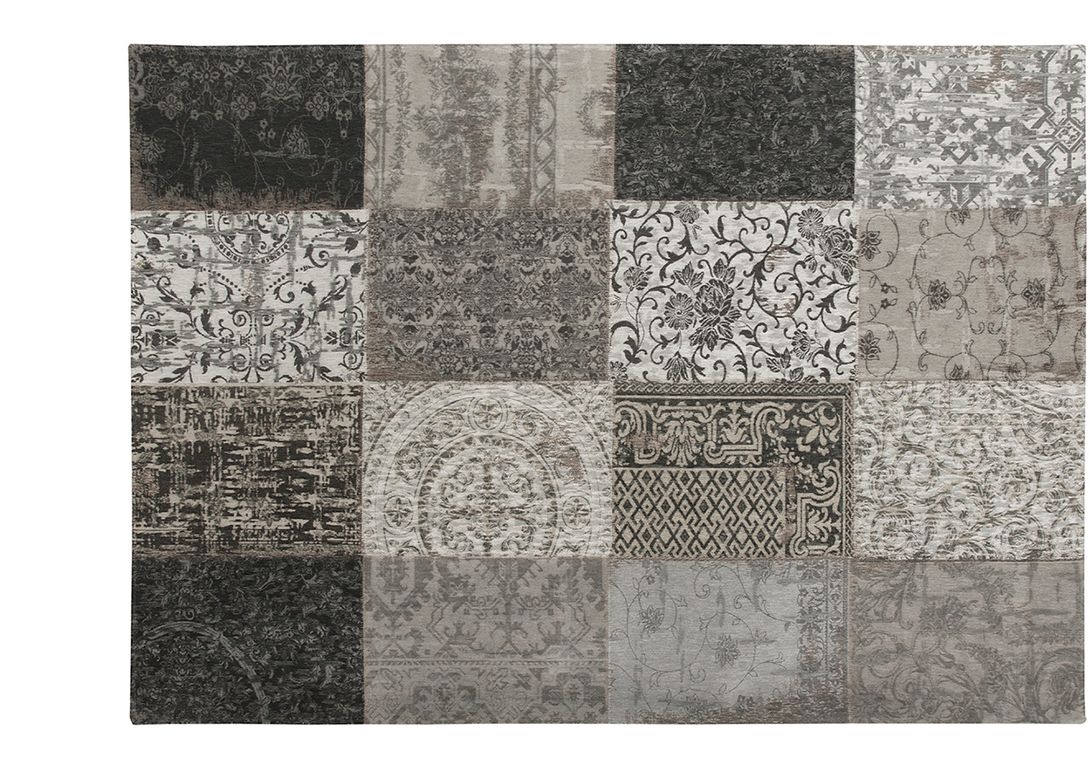 Tapis VINTAGE. Louis De Poortere, patchwork  noir et blanc